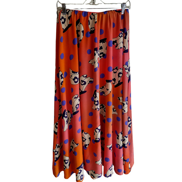 Shein Womens High rise Trouser Wide Leg Pants Size Large Orange Pink - Picture 2 of 6